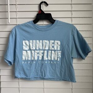 Tilly's Pastel Blue Dunder Mifflin Crop Top